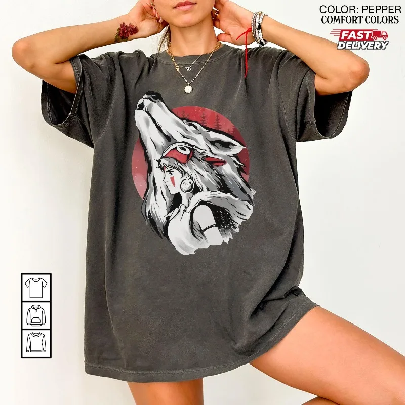 Camiseta Vintage de la Princesa Mononoke, Estilo Y2K, Cultura Japonesa, Ropa para Niños y Padres, para Niños y Niñas