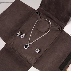 Creative Brand Style Set Chain Box Fashion Coffee Color Suede Jewel Necklace Box Network Red Ring Necklace Earrings Set