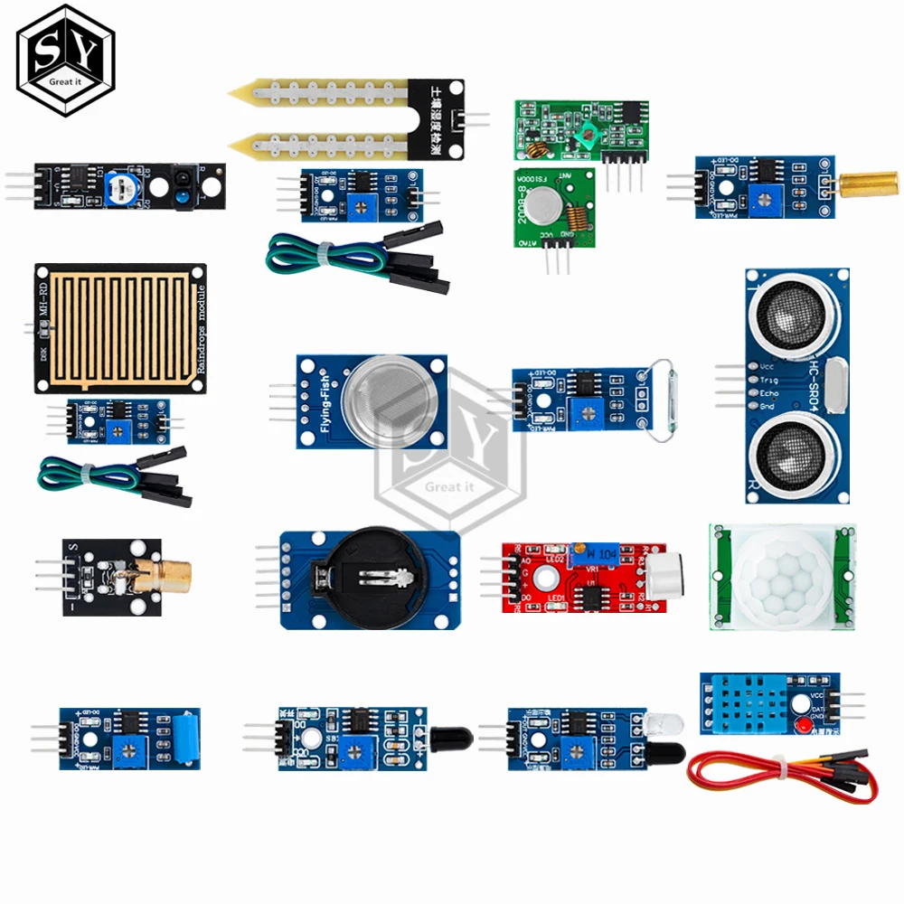 Raspberry pi 2 3 the sensor module package HC-SR04 501 DHT11 DS3231 KY-008 Sound Rain Soil sensor for arduino kit