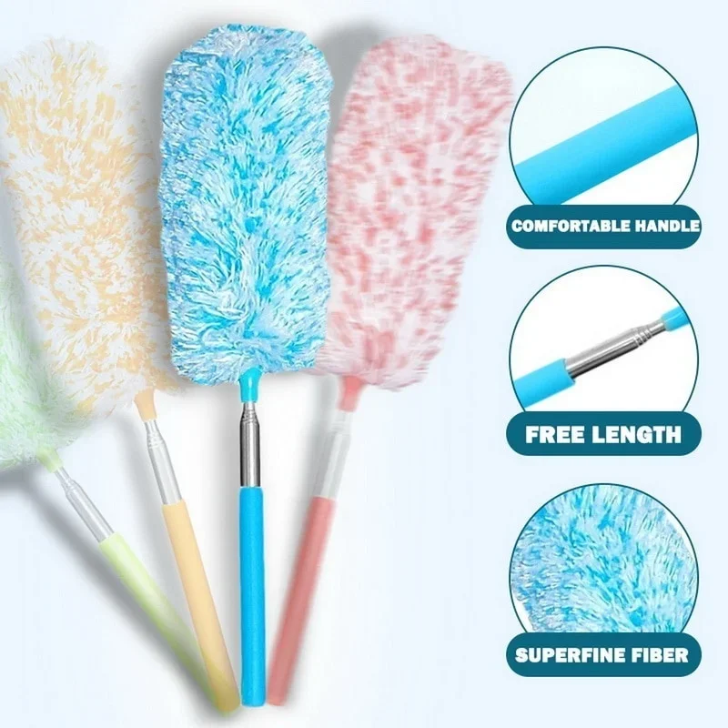Telescopic Electrostatic Dust Cleaning Brush Extendable Microfiber Duster For Household Car Ceiling Fan Furniture Cleaning Tool