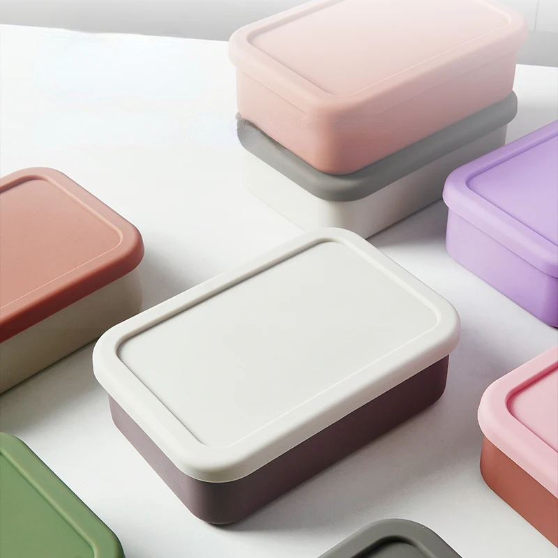간단한 지방 감소 식사 실리콘 상자, 밀봉 식품 상자, 과일 크리스퍼, 가정 용품, 식품 포장 상자, 주방 도구, 3 칸