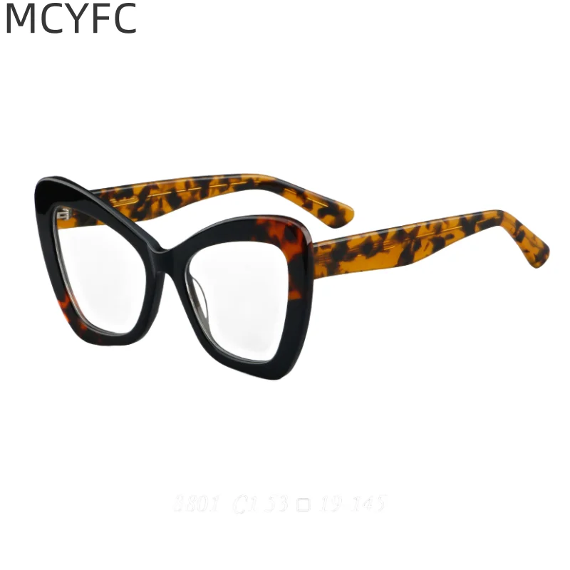 MCYFC Fashion Glasses Frame for Women Split Joint Cat Eye Design Western Style Eyeglasses High Quality Acetate Glasses Frame Men