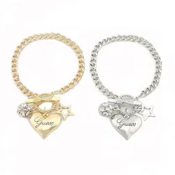 FSUNION 2025 Hot Sale Love Heart Charms Bracelets For Women Gold Silver Color Bracelet&Bangle Jewelry Europe American Style Gift