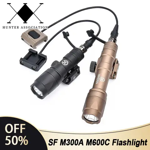WADSN Airsoft 전술 SF M600 M300 무기 손전등 M600C M300A Modbutton 압력 스위치 MLOK KEYMOD를 가진 백색 LED 빛