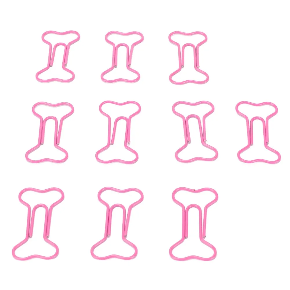100 Stück Knochenförmige Büroklammern, rosa, 32 x 16 mm, kleine Büroklammern, verhindern ein Verrutschen, tragbare Mini-Büroklammern zum Markieren von Seiten