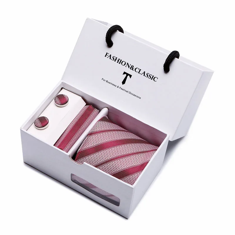 Heißer Verkauf Schwarz Paisley Krawatte Einstecktuch Manschettenknöpfe Set Für Männer Formale Luxus Hochzeit Gravatas In Geschenk Box – Detail 17