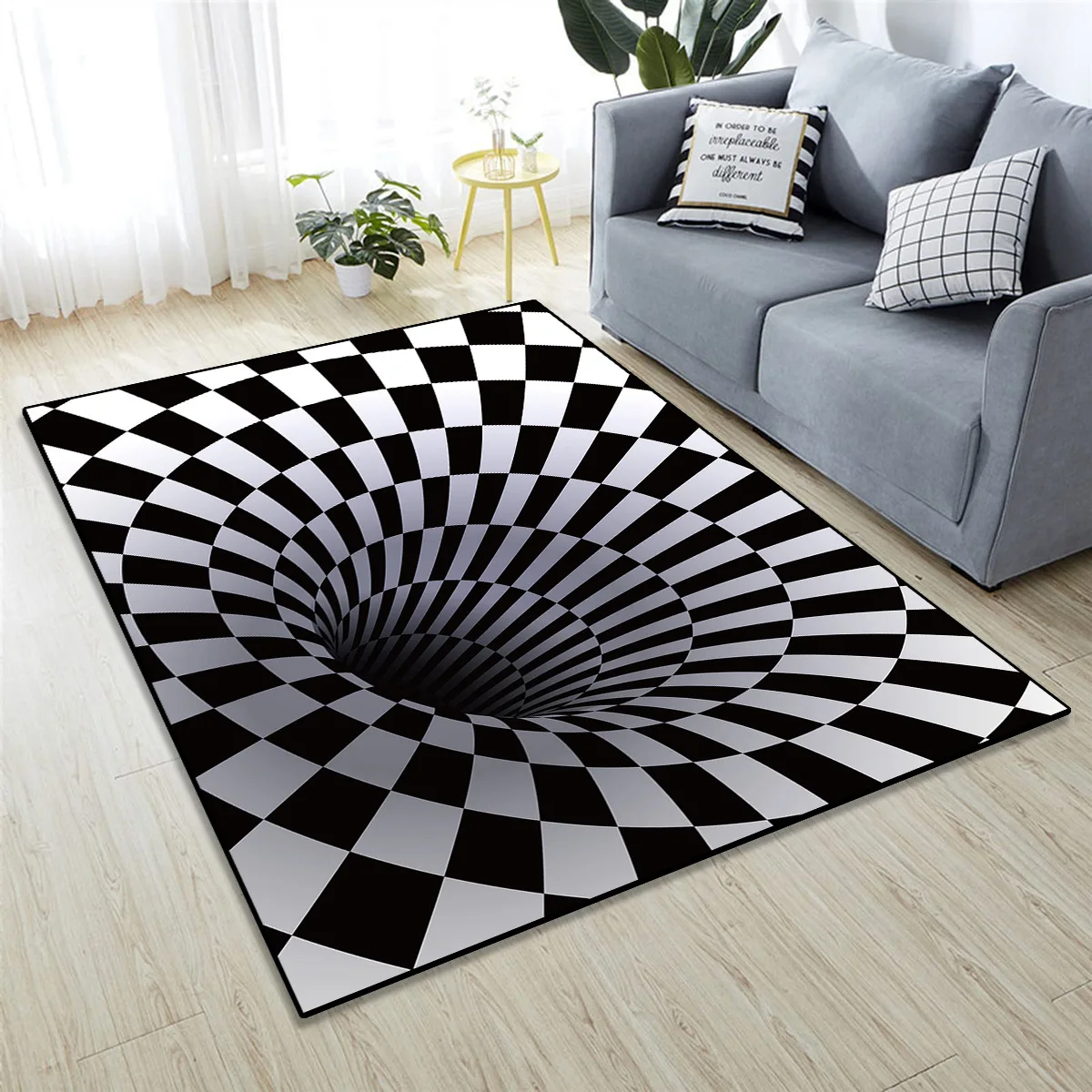 Large size 3D Stereoscopic Vision Square Living Room  Carpet Illusion Trap Pattern Home Bedroom Tea Table At home Floor Mat