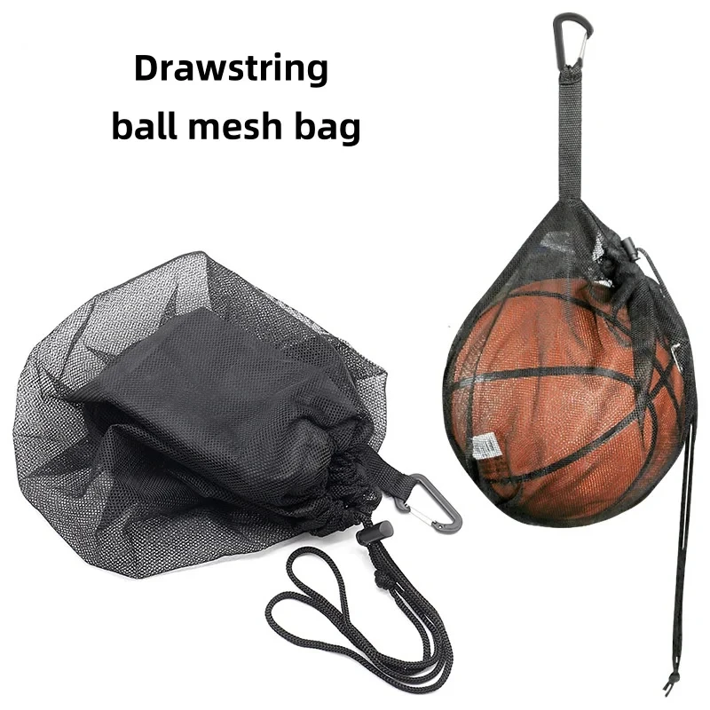 Drawstring Basketball Mesh Bag Portable High-capacity Outdoor Sport Game Travel Net Bag Football Soccer Volleyball Storage