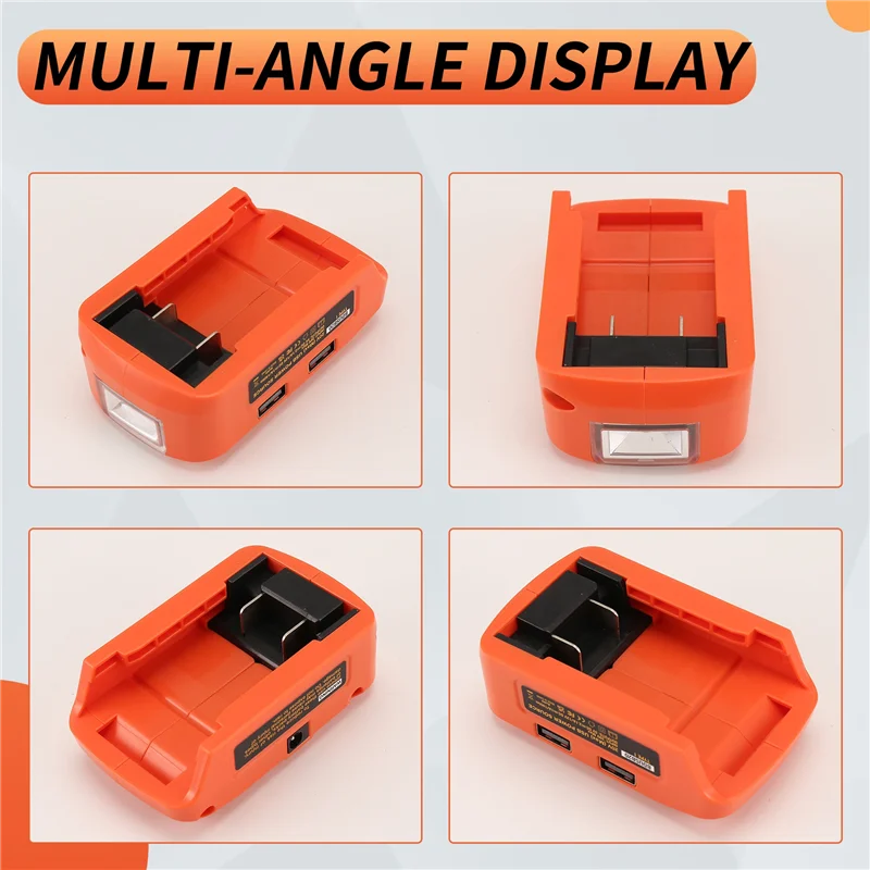 

A20F-Battery Adapter For V20 Battery USB Charger, LED Work Light With Dual USB Charger And 12V Port