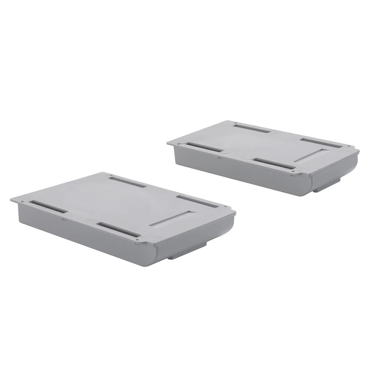 2 Pcs Storage Drawers Box Hidden Desktop Pull-out Table Bottom Organizer Under Grey