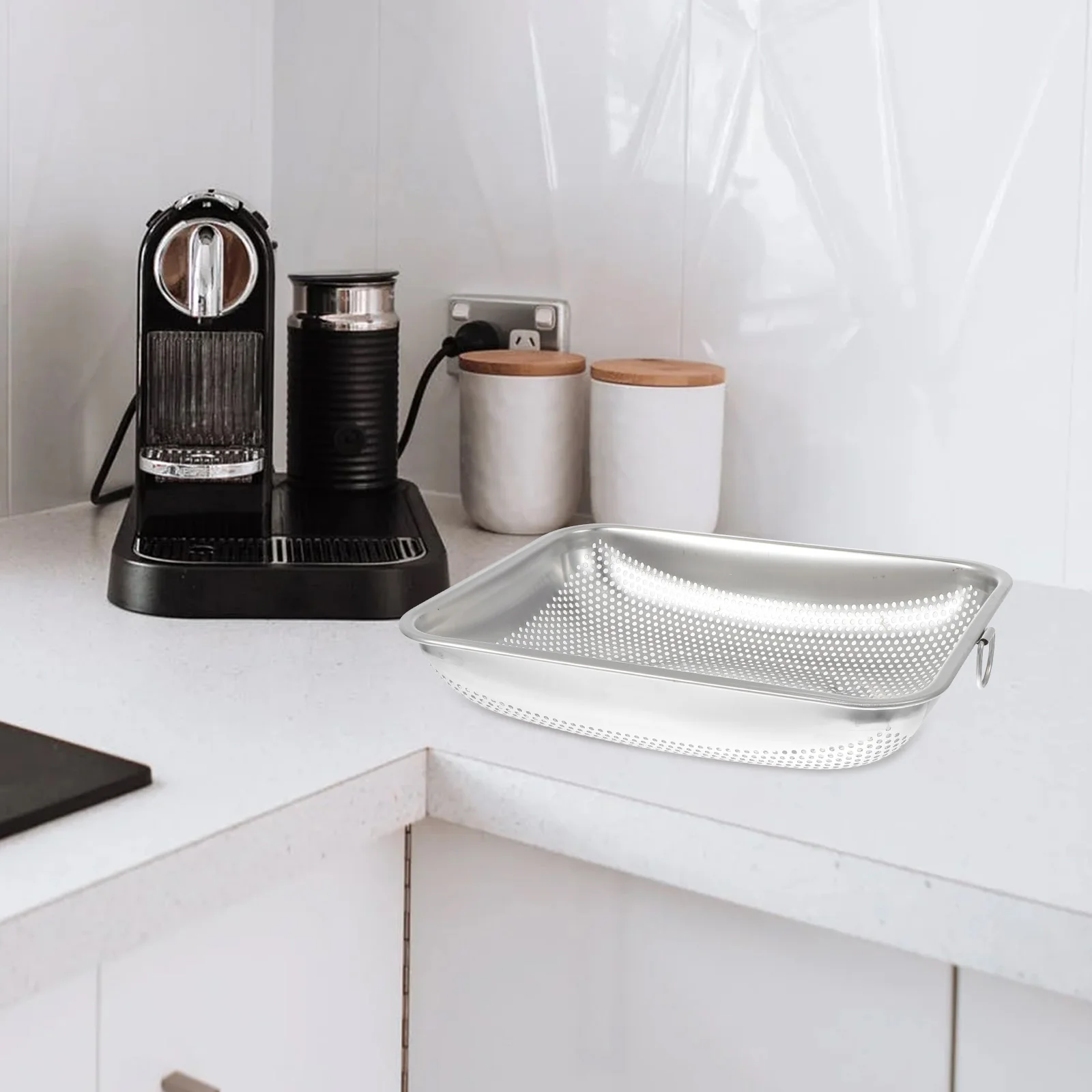 

1pc Stainless Steel Rice Washing Sieve Basin Colander Fruit Drainer Strainer Holder Sink Kitchen Tool Drain Basket