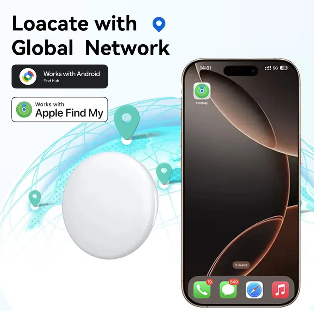 New Tracker Tag for iOS or Android Find My Dual System, Item Locator for Keys, Luggage Works with iOS Find My or Google Find Hub