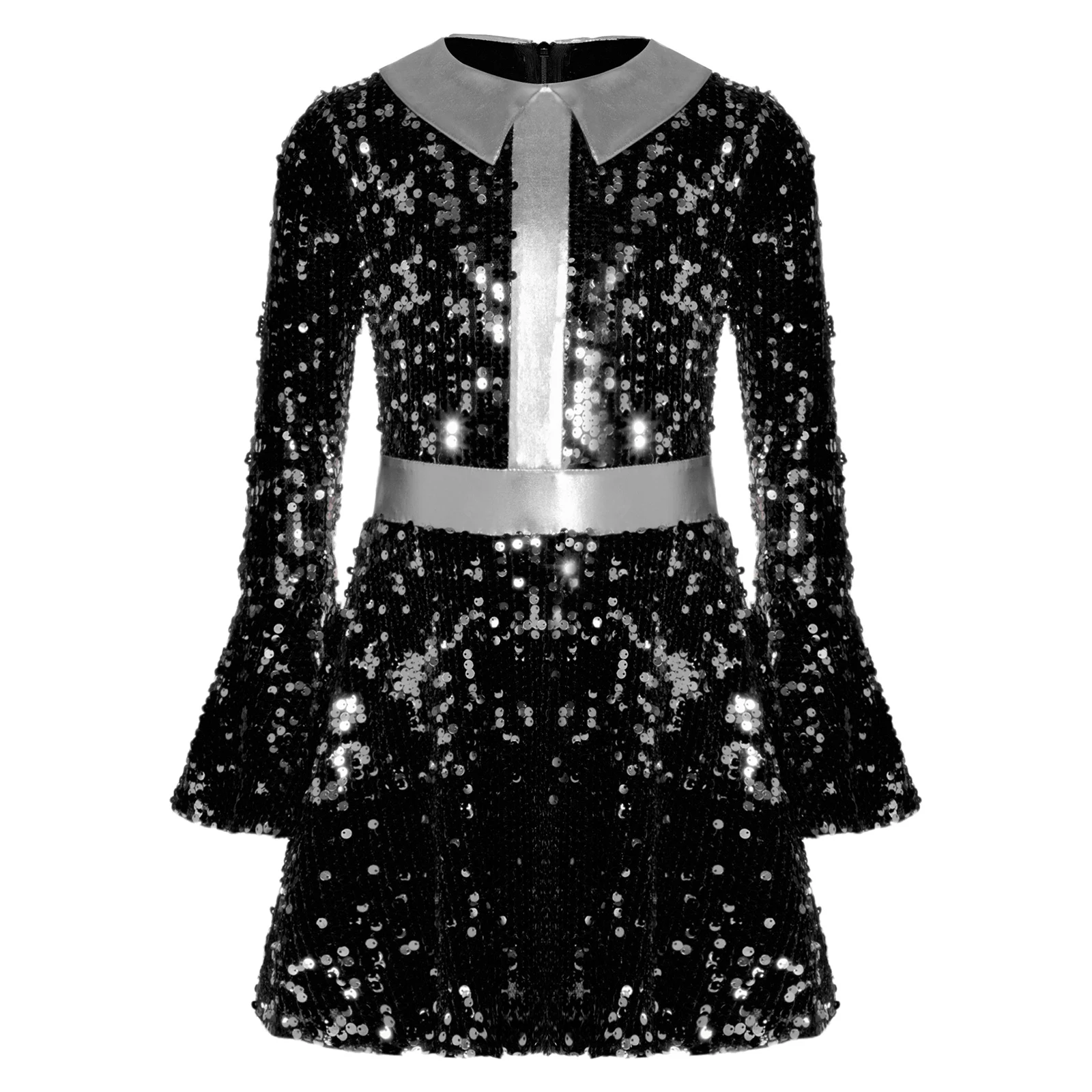 

Girls Shiny Sequins Ballet Jazz Modern Dance Costumes Dress Choir Stage Performance Worship Praise Dancing Dresses Party Gown