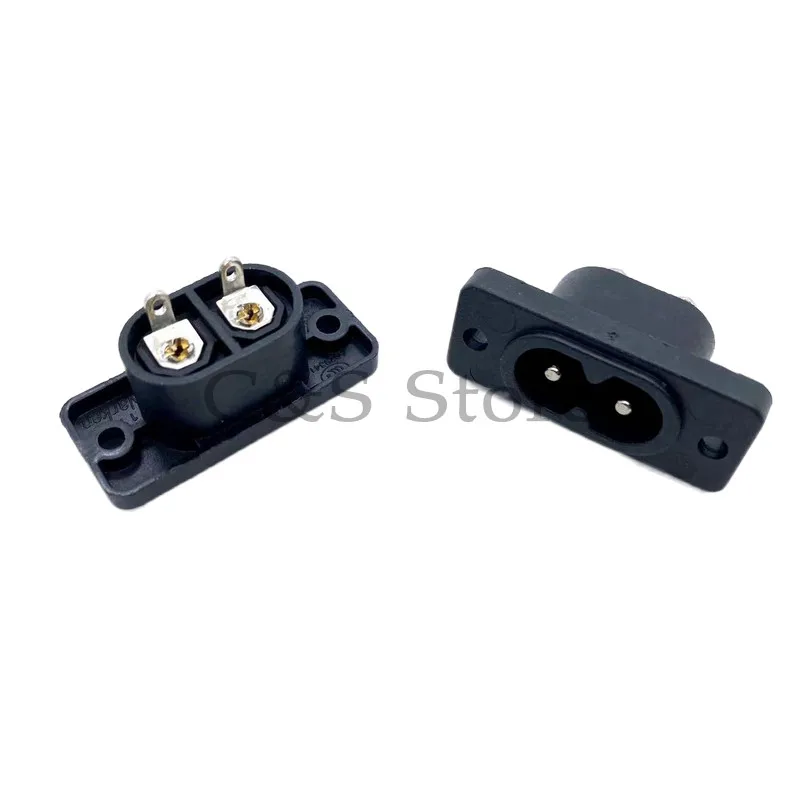 5pcs black IEC320 C8 Black 2 Terminal Power Plug Inlet Socket AC 250V 2.5A Switch socket