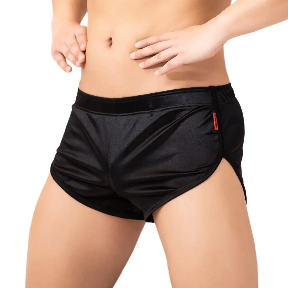 Herren sexy Pyjama Boxershorts glatte Seide Unterwäsche Männer Schlaf hosen Homewear Lounge Home Shorts männliche Höschen Boxer