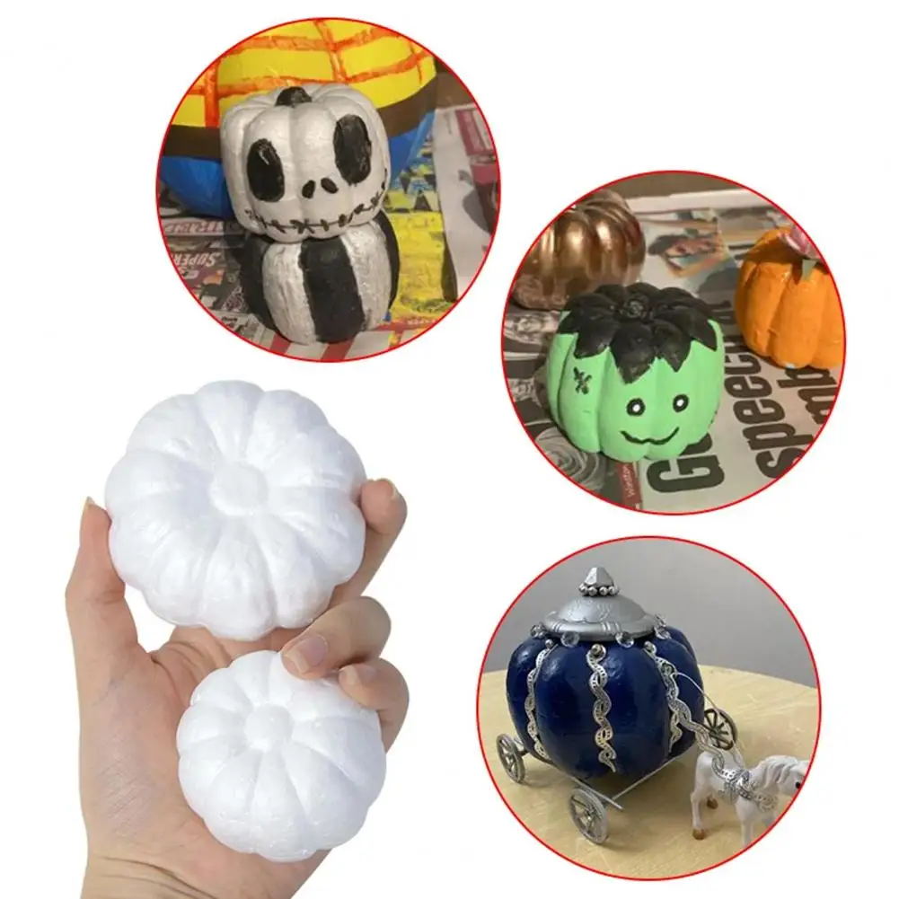 Smooth Surface Pumpkin Craft Fall Home Decor 12pcs White Foam Pumpkins for Halloween Thanksgiving Decor Artificial Ornaments