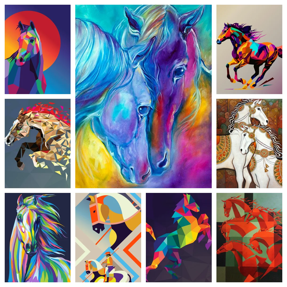 

AB Diamond Painting DIY 5D Horse Abstract Animal Cross Stitch Embroidery Mosaic Home Decoration Rhinestone Crafts Gift