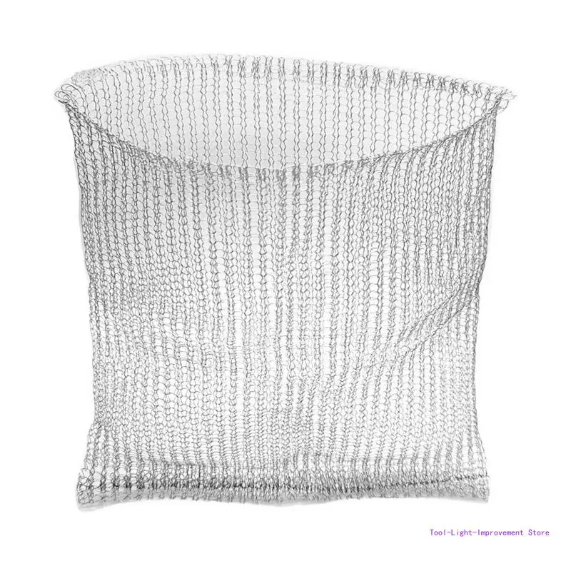 C63E 304 Stainless Steel Wire Knitted Mesh Bag Plants Root Pouches Basket for Indoor Outdoor Garden Yard Plants Vegetable for