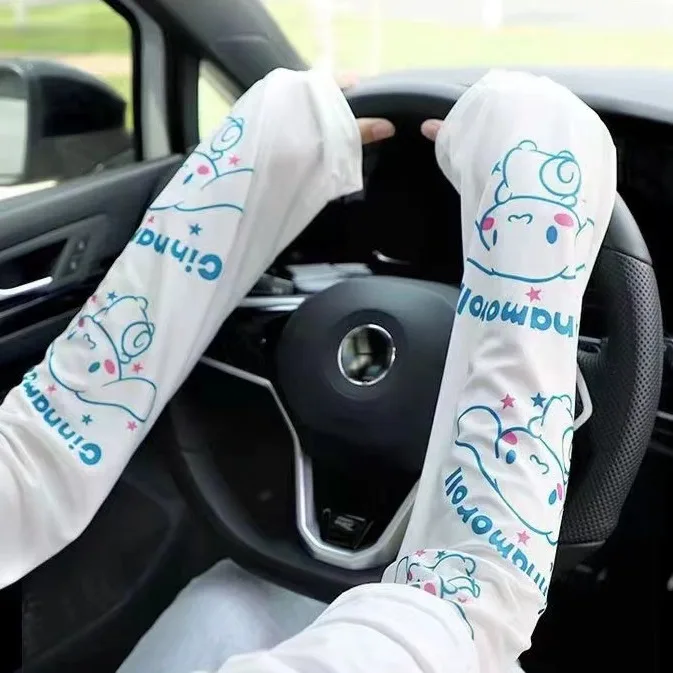 Miniso 여름 선 스크린 슬리브 커버 Yugui 학생 Sanrio 만화 귀여운 팔 케어 느슨한 핸드 슬리브 UV 안티 아이스 실크 슬리브