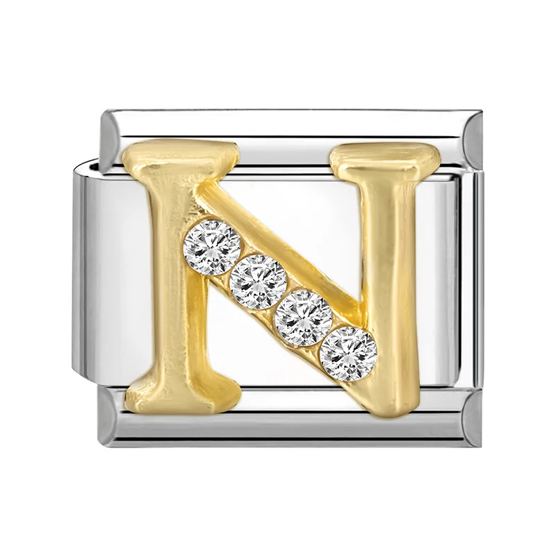 1 Stück 304 Edelstahl Italienische Charm-Anhänger 26 Englische Buchstaben Passend für 9mm DIY Armband Schmuckherstellung 10mm x 9mm Personalisiert – Detail 14