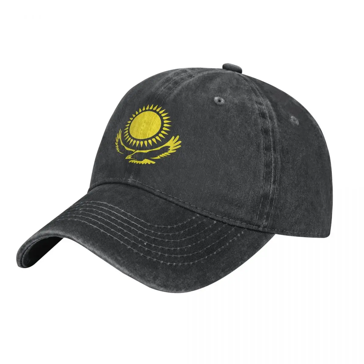 Kazakhstan Flags Denim Baseball Cap Yellow Sun Men Adult Custom DIY Trucker Hat Fashion Running Hippie Dropshipping Baseball Cap