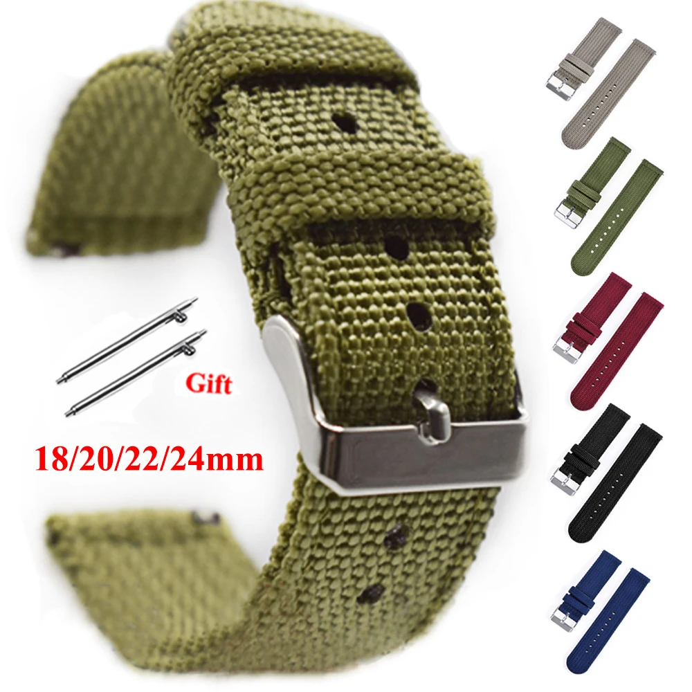 Bracelet de montre universel en toile de nylon pour hommes et femmes, ceinture souple tissée, bracelet de sport à dégagement rapide, 18mm, 20mm, 22mm, 24mm