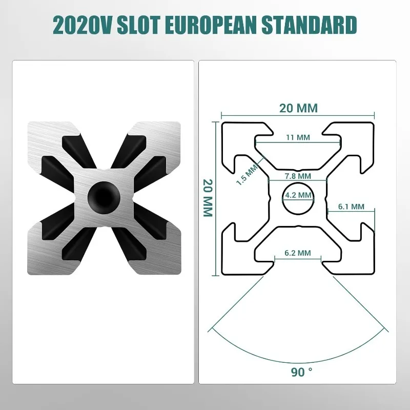 2020 فولت فتحة الألومنيوم النتوء الأوروبي القياسية بأكسيد السكك الحديدية الخطية لأجزاء الطابعة ثلاثية الأبعاد وCNC لتقوم بها بنفسك 800 مللي متر الأسود