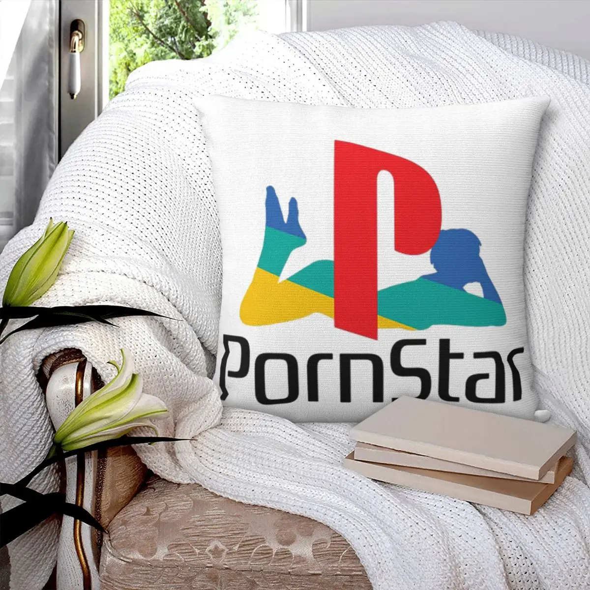 غطاء وسادة مربع أبيض من Ps Pron Star غطاء وسادة من البوليستر بسحاب ديكور مريح لغرفة النوم المنزلية
