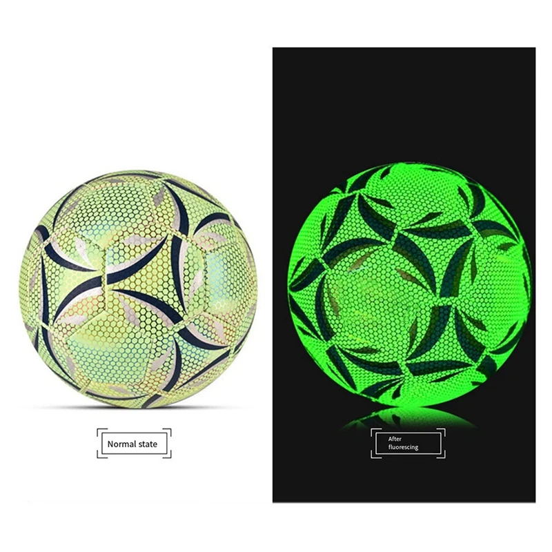 Top!-Outdoor Glow Reflective Football Soccer Ball Official No.5 Ball PU Match Training Football Futbol Topu For Adults