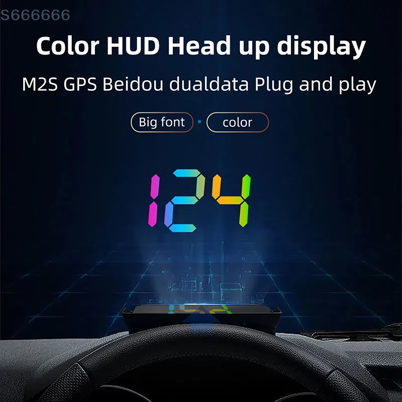 متعدد الألوان؛ مناسبة للسيارات والشاحنات On-Dash Digital Speed HUD مع GPS