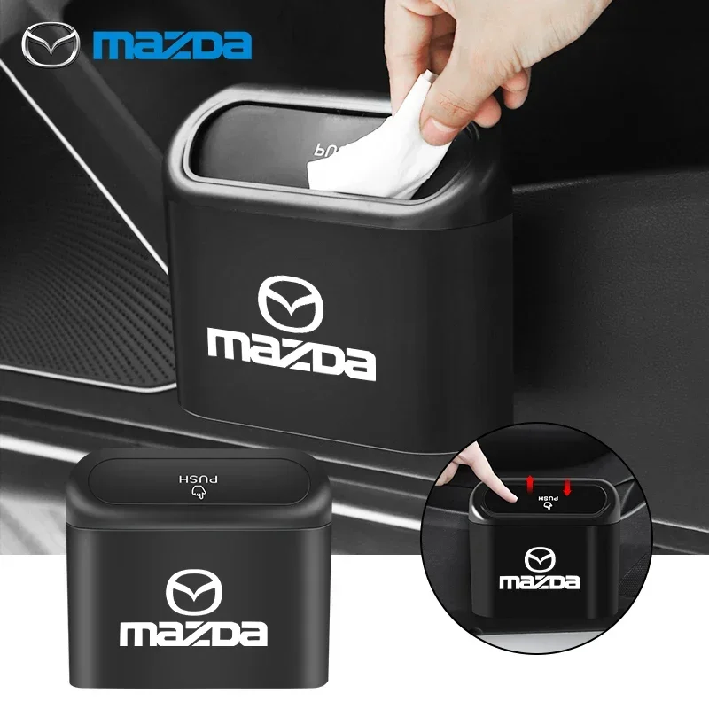 Portable Car Trash Can Hanging Folding Automotive Garbage Storage Box for Mazda 2 3 5 6 8 CX5 CX-5 CX-7 CX-9 MX-5 ATENZA Axela