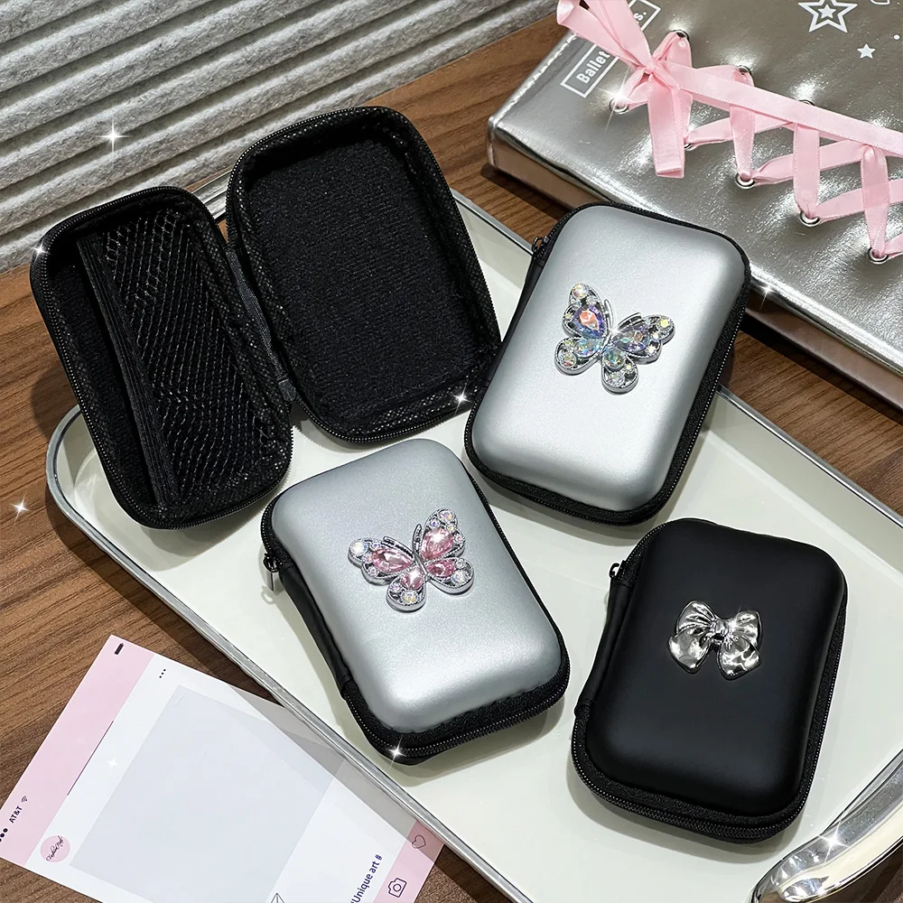 Nueva bolsa organizadora de viaje con lazo de corazón, organizadores de almacenamiento de cables, funda de transporte, bolsas de almacenamiento portátiles de doble capa, Cable