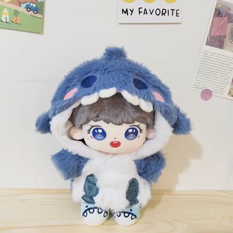 20cm Cotton Doll Clothes Shark Hoodies Cartoon Animal Coat Plush Doll Stuffed Figure Doll Changing Dressing Game Playing Gifts