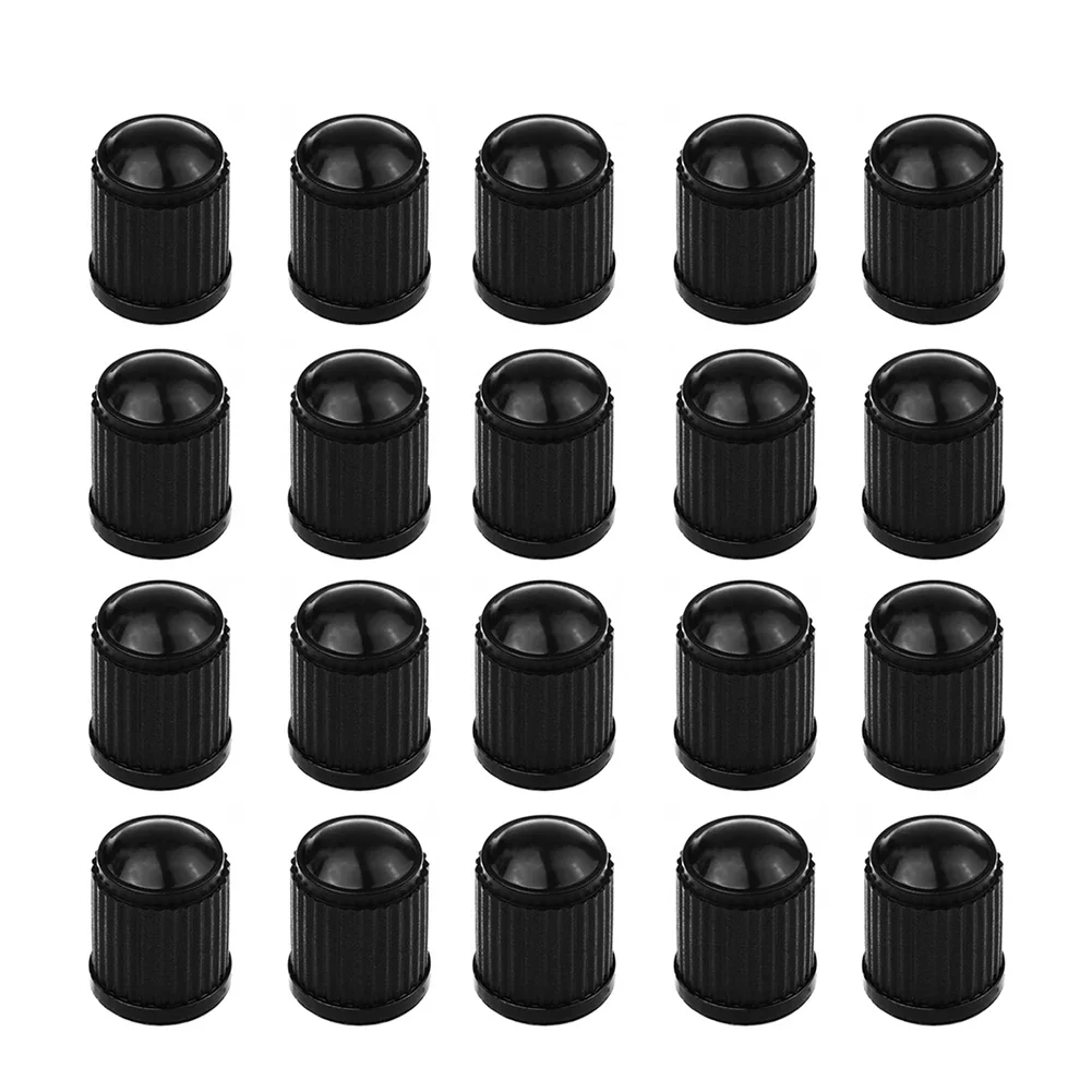 20PCS Car Tires Valve Plastic Black Bike Tyre Valve Cap O Rubbers Ring Covers Dome Shape Dust Valve Auto Cap Valve Stems