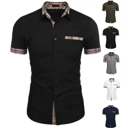 Men's casual shirt, business travel, men's T-shirt shirt, simple and fashionable design, solid color shirt, large S-5XL