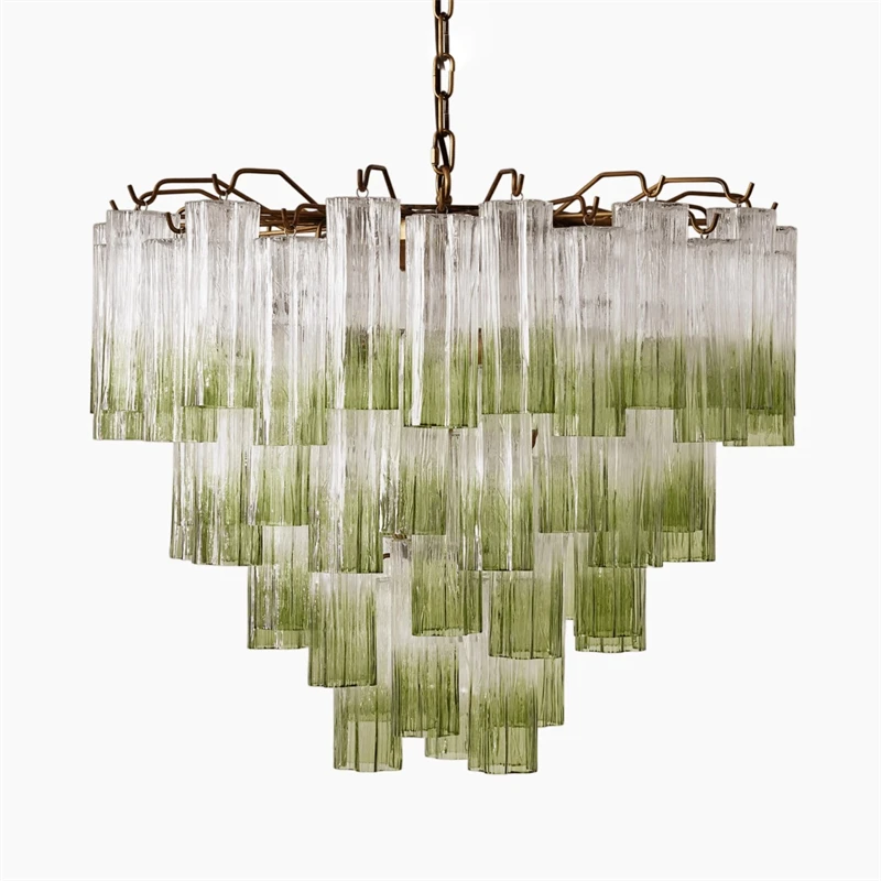 ModernTransparent Gradient Green Glass Chandeiers Luxury Vintage Home Hanging Lamps for Ceiling Living Room Kitchen Dining Room