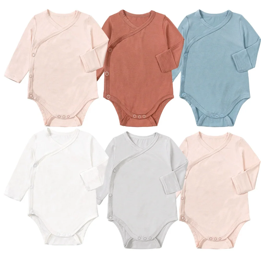 Summer Newborn Infant Baby Boys Girls Romper Playsuit Cute Baby Clothes Overalls Bamboo Fiber Long Sleeve Toddler Jumpsuit