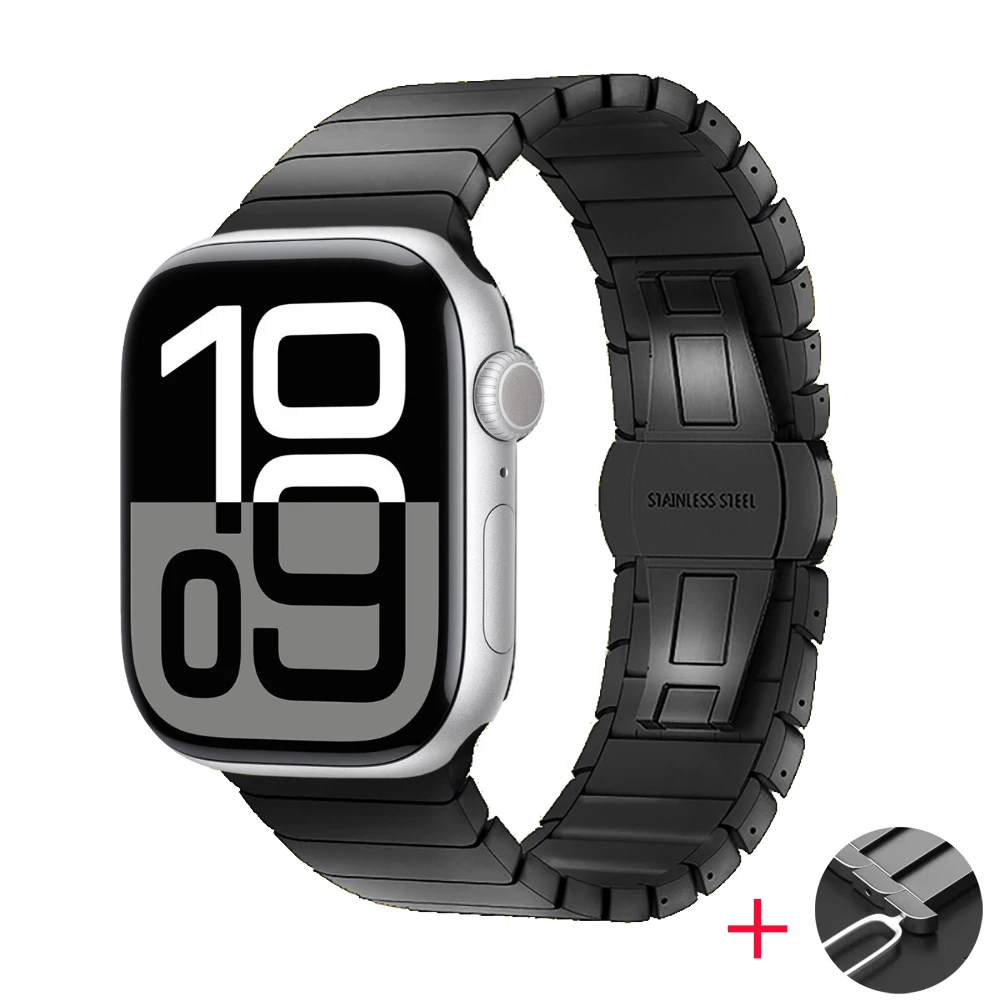 Pulseira de ligação de metal para apple watch 45mm 49mm 44mm 41mm 40mm 46mm 42mm leve iwatch ultra 3 2 1 10 11 9 8 7 6 5 4 se correa