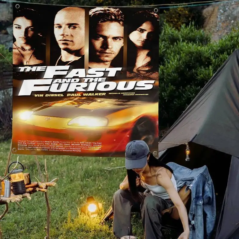 Classic Movie Ride Or Die F-Fast & F-Furious Banner Art Printing Japanese Wall Flag Anime Wall Hanging Home Decor