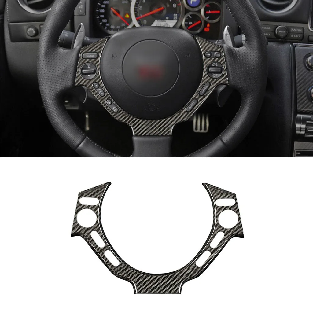 1 Pcs Real Carbon Fiber Steering Wheel Trim Cover Sticker For Nissan GTR GT R R35 2009 2010 2011 2012 2013 2014 2015 2016