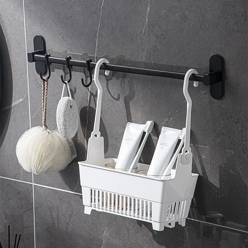 

Storage Basket with Hanging Hook Household Shower Supplies Organizer for Home Kitchen Bathroom Toilet Multifunctional Container