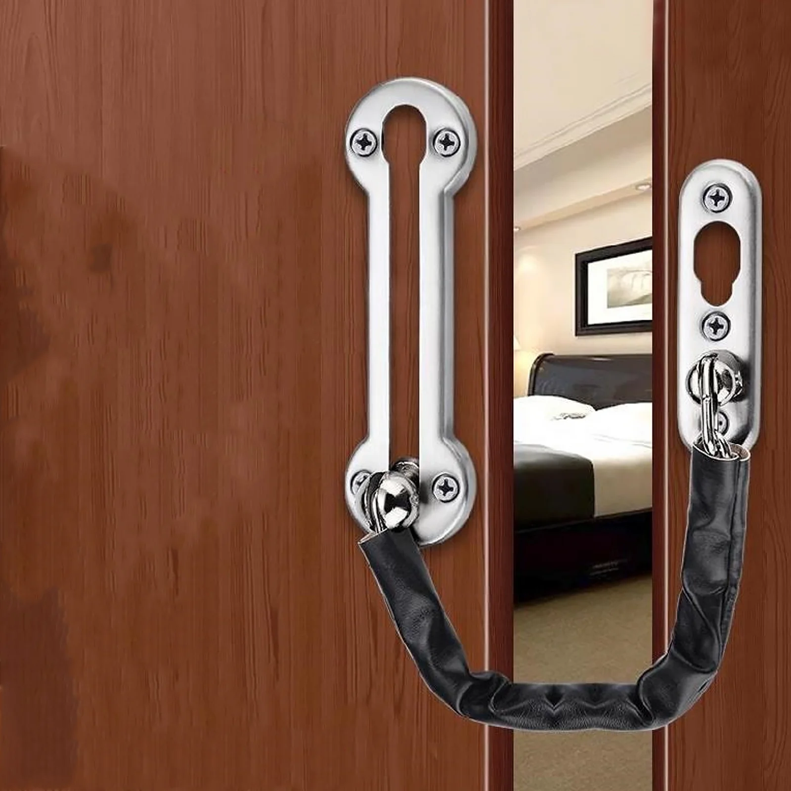 

2 pcs Lock Stainless Steel Anti-Theft Anti-Theft Door Chain Latch Latch For Home Hotel Security Chain Bolt Safety Door Lock