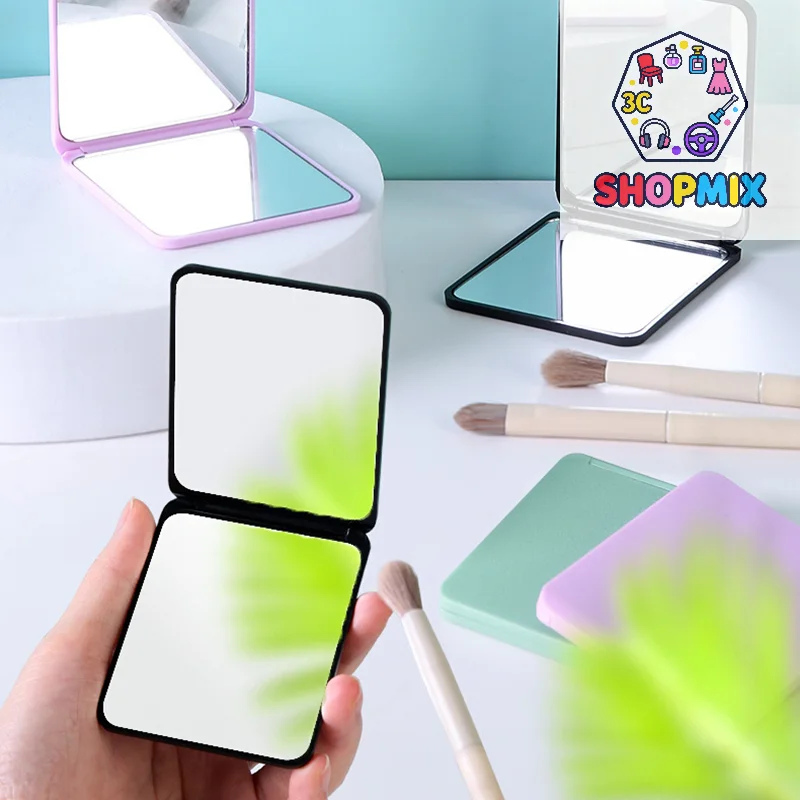 Plastic Folding Mirror Pocket Mini Portable Makeup Mirrors Travel Hand Small Mirror Vanity Foldable Compact Cosmetics Tools