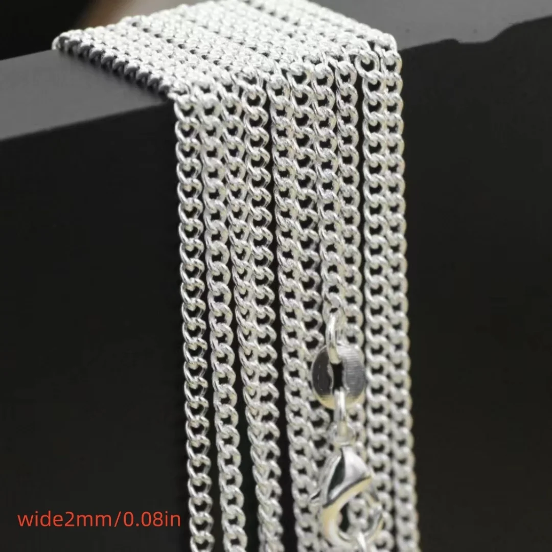 925  Silver Necklace 16/18/20/22/24/26/28/30 Inches 2MM String Chain For Women Men High Quality Jewelrys Gifts