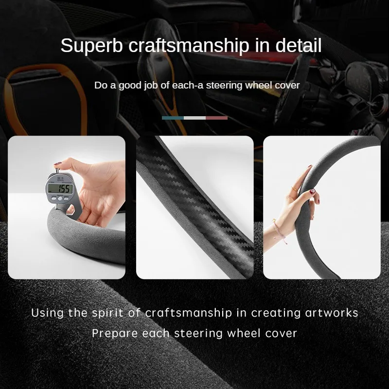 Car Steering Wheel Cover Anti-Slip Suede Wheel Protection Cover For Ford Focus 2 3 4 5 Mondeo MK2 MK3 MK4 MK7 Fiesta Fusion Kuga