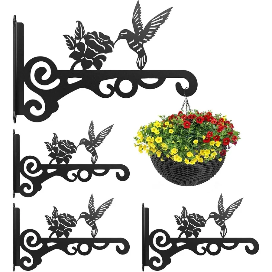 

4Pack Aesthetic Wall Plant Hanger Indoor and Outdoor 10 Inch Metal Hanging Plant Bracket with Beautiful Bird Pattern Heavy Duty