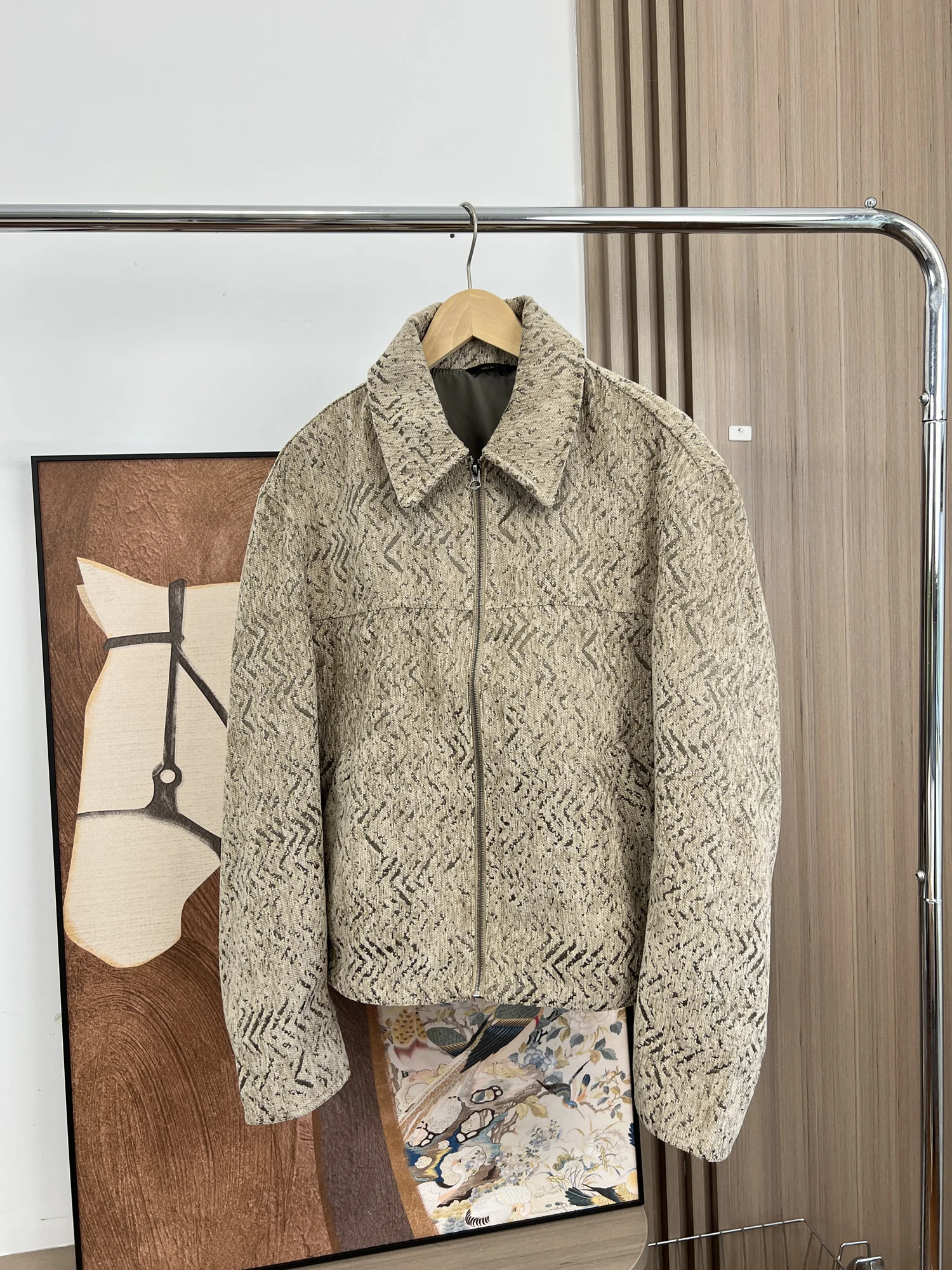 

Мужская куртка свободного кроя с цветочным принтом, удобная, с воротником-стойкой, на молнии, осенняя верхняя одежда, модный городской стиль