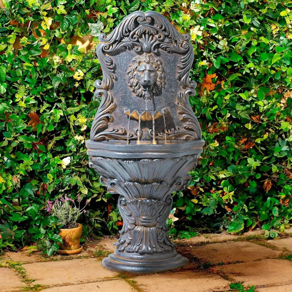 

Royal Lion Acanthus 50" High Large Italian Indoor Outdoor Decor Faux Stone Floor Fountain with Light LED Statue, Customized