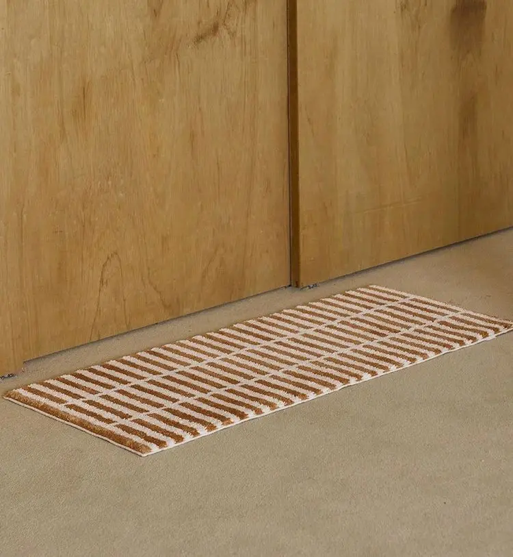 50x150CM Retro Plaid Tufted Carpet Soft Tufting Rug Bedroom Door Floor Mats Decoration Bathroom Anti-slip Doormats
