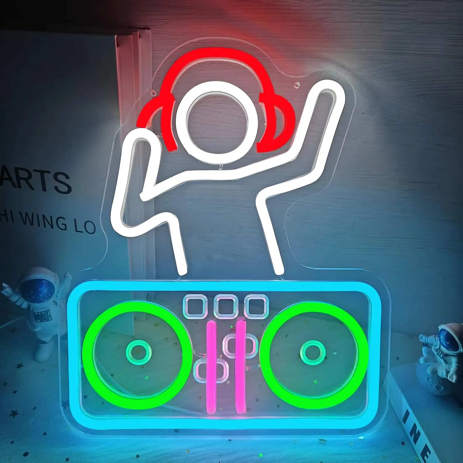 DJ Neon Sign USB Powered LED Neon Light for Music Studio Bar Game Room Party Bedroom Wall Decor Birthday Gifts Night Light